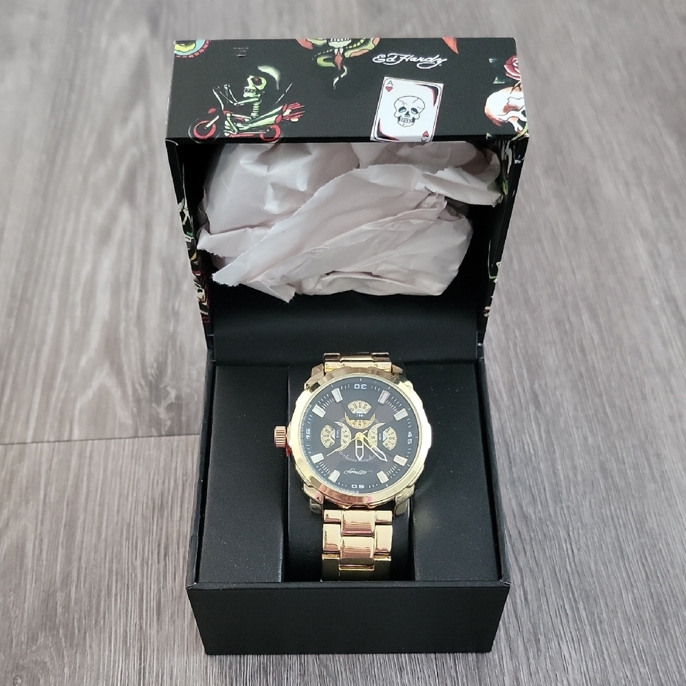 Ed Hardy Gold and Black Watch